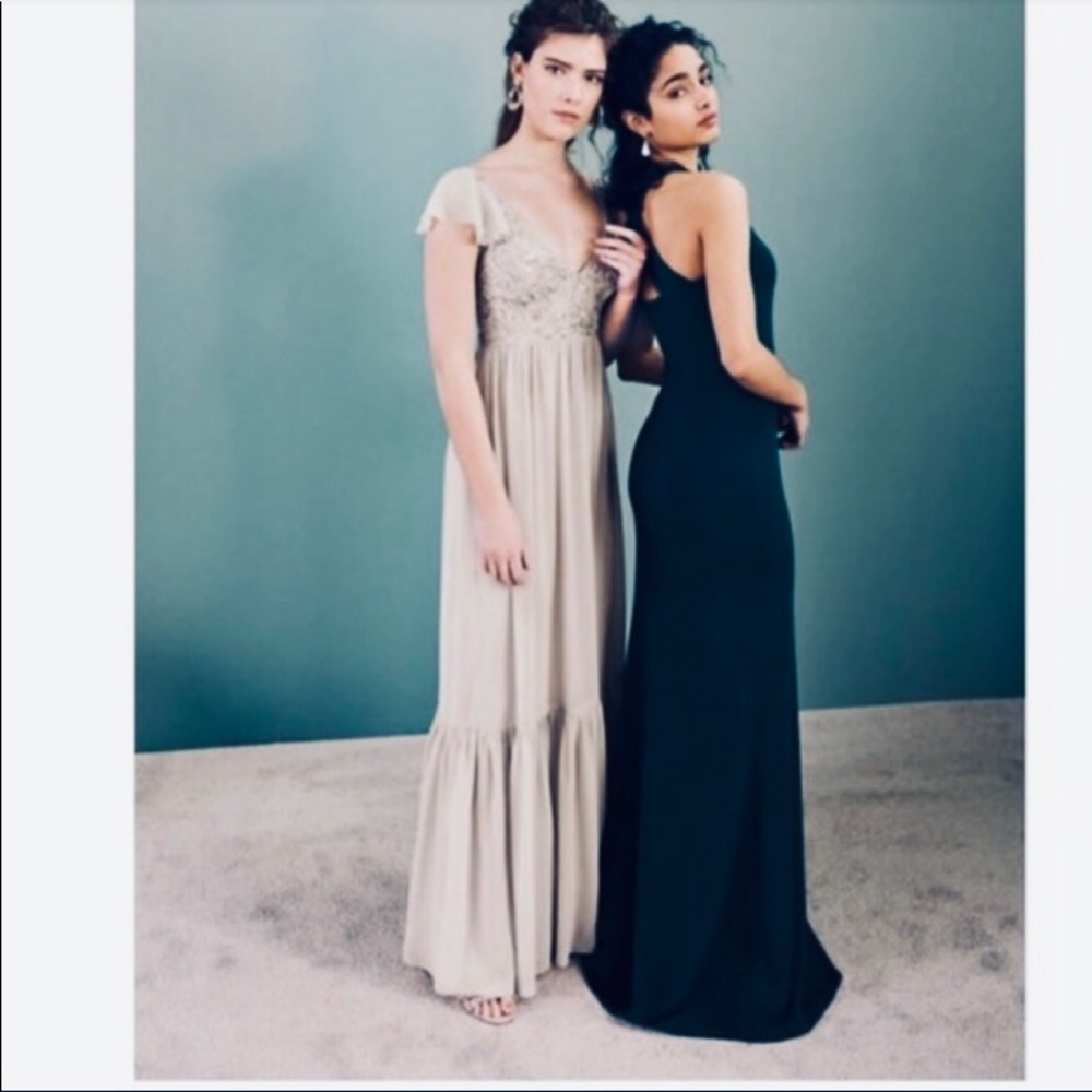 BHLDN klara Long all lined dress Navy blue NWOT - Picture 2 of 8